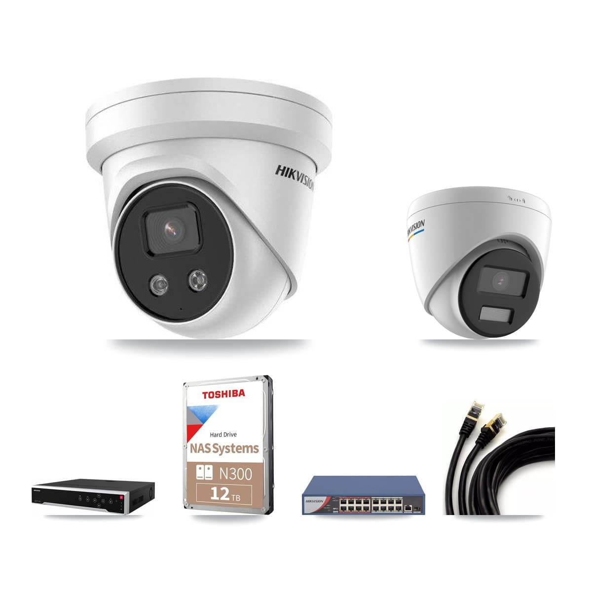 Hikvision 32-Channel 2MP – 5MP CCTV Kit — 10 2MP + 21 5MP Turret Cameras + 3× 12TB Recording