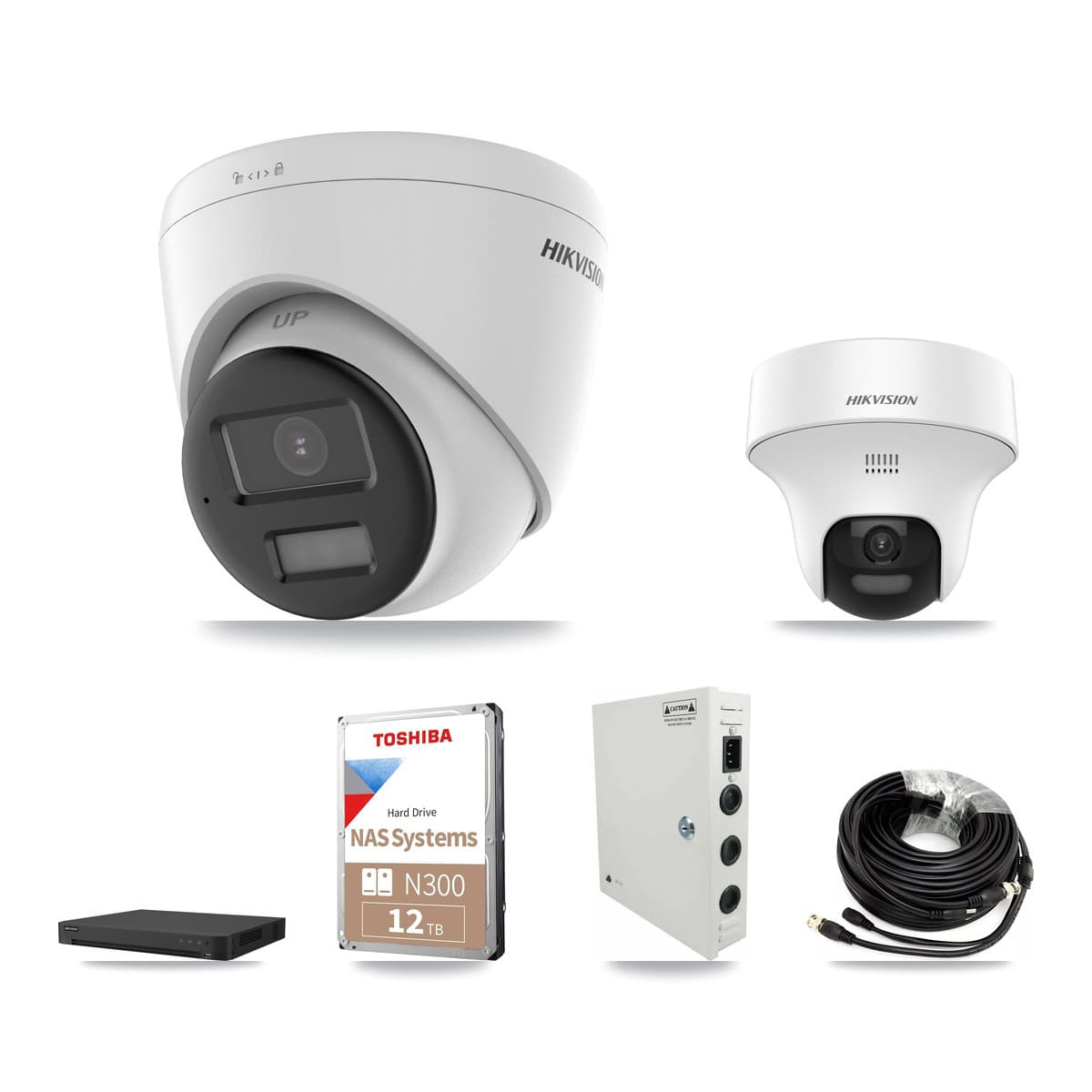 Hikvision 32-Channel 5MP CCTV Kit — 3 DS-2CE70K0T + 7 DS-2CE78K0T Turret Cameras + 12TB Recording (IDS-7232HQHI Recorder)