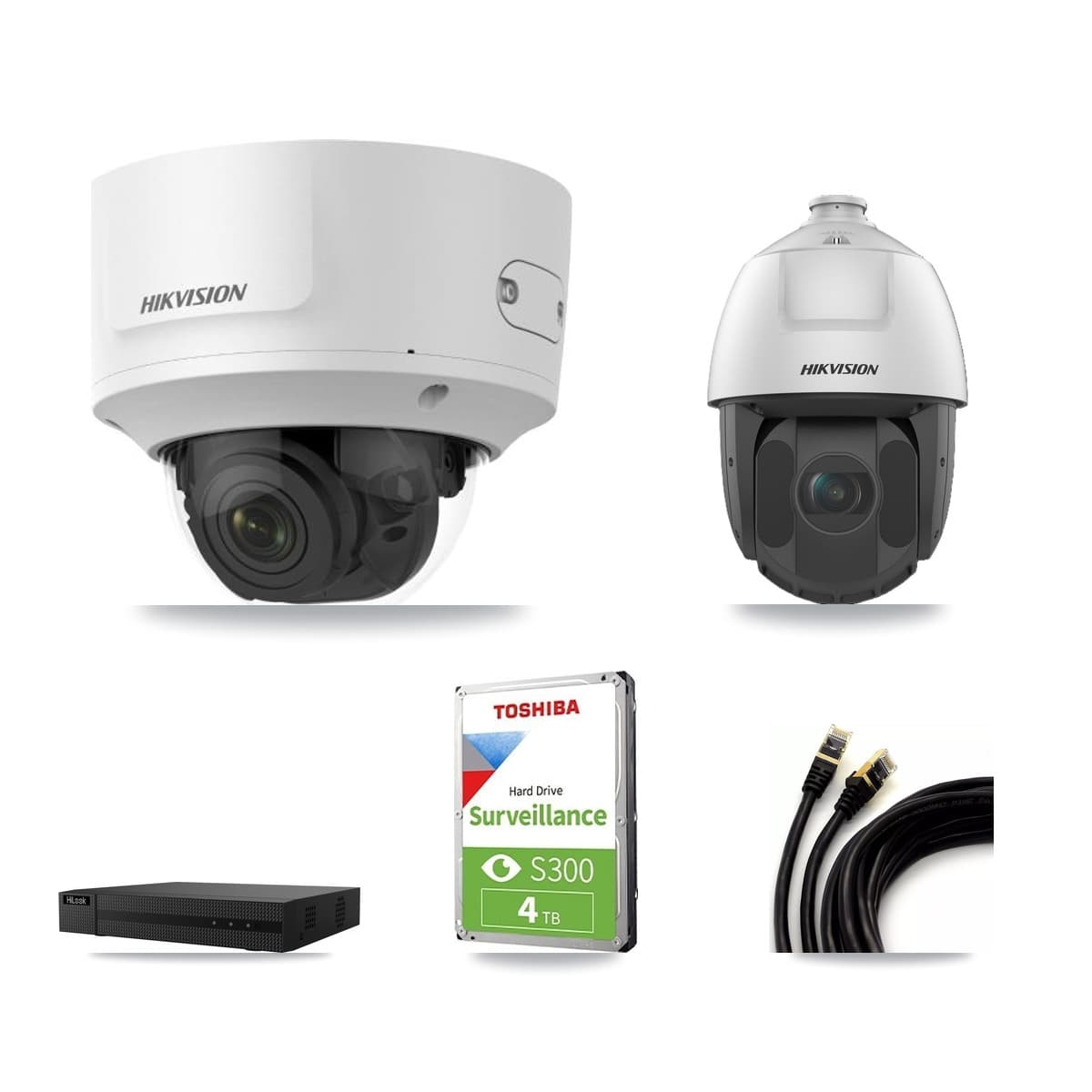 Hikvision & HiLook 8-Channel 2MP CCTV Kit — 3 Dome + 3 PTZ Cameras + 4TB Recording - Image 1