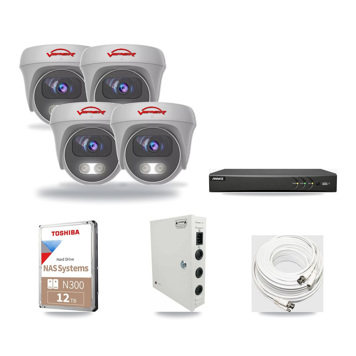 Viper & ANNKE 4-Channel 5MP CCTV Kit — 4 Cameras + 12TB Recording - Image 1