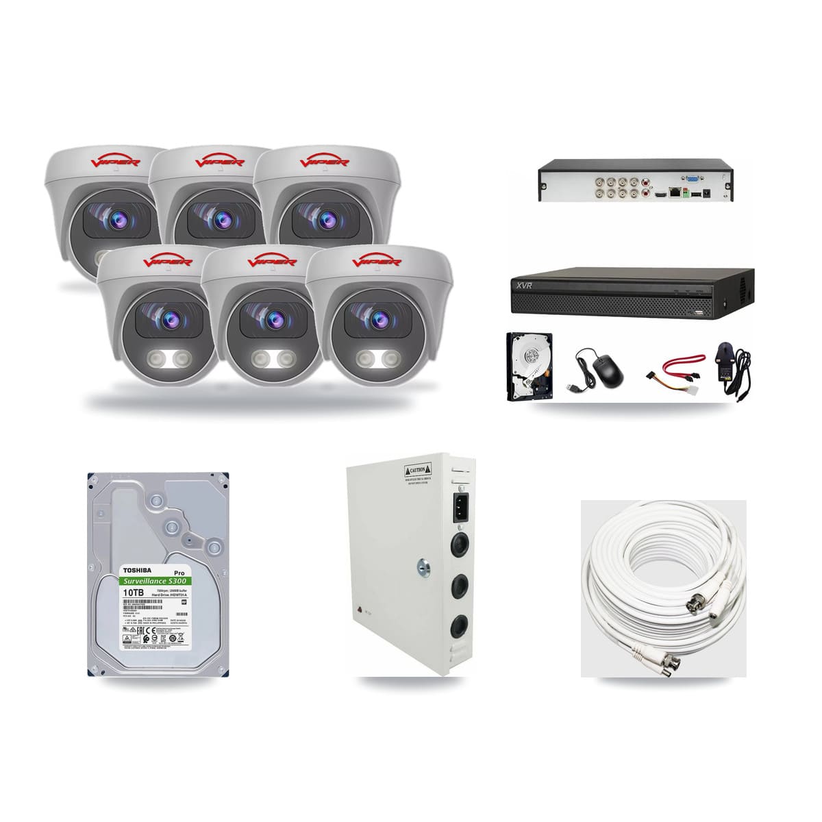 Dahua 8-channel CCTV kit: 6 cameras (6× 5MP Camera), 10TB hard drive