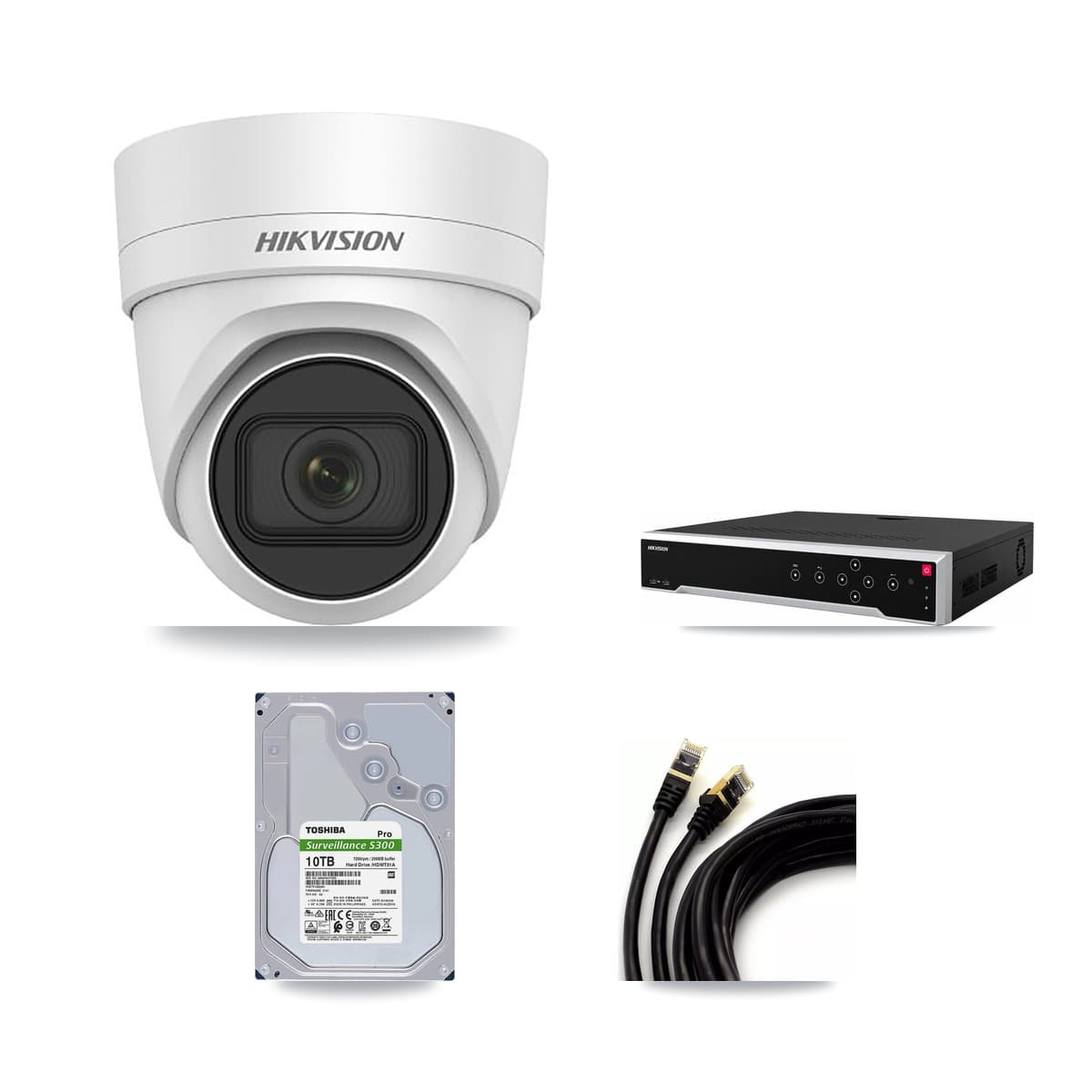 Hikvision 32-Channel 4K CCTV Kit — 12 DS-2CD2H83G0 Turret Cameras + 3× 10TB Recording