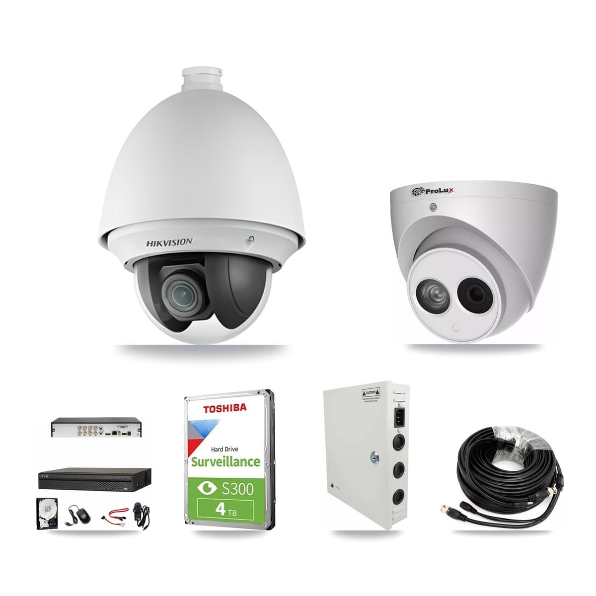 8-Channel 2MP – 4MP CCTV Kit — 2 DS-2AE4225T 2MP PTZ + 2 PXC-612C4W-A 4MP Turret Cameras + 4TB Recording (XVR-3108AD Recorder) - Image 1