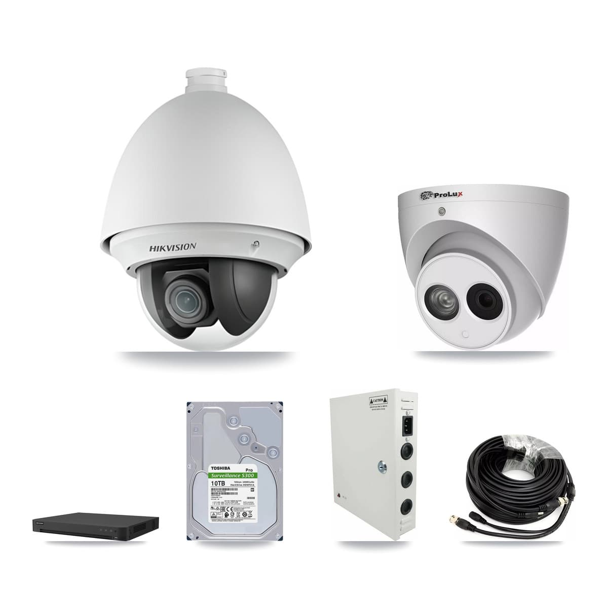 Hikvision & Prolux 16-Channel 2MP – 4MP CCTV Kit — 13 2MP PTZ + 1 4MP Turret Cameras + 10TB Recording (IDS-7216HUHI Recorder) - Image 1