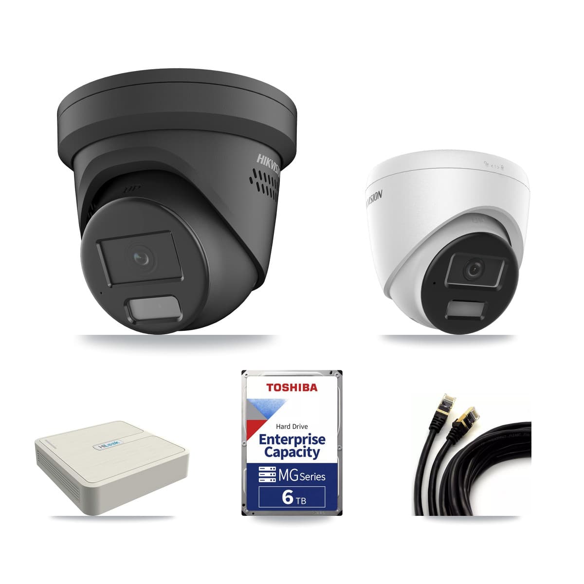 Hikvision & HiLook 8-Channel 4MP CCTV Kit — 1 DS-2CD1343G2 + 4 DS-2CD2347G2 Turret Cameras + 6TB Recording - Image 1