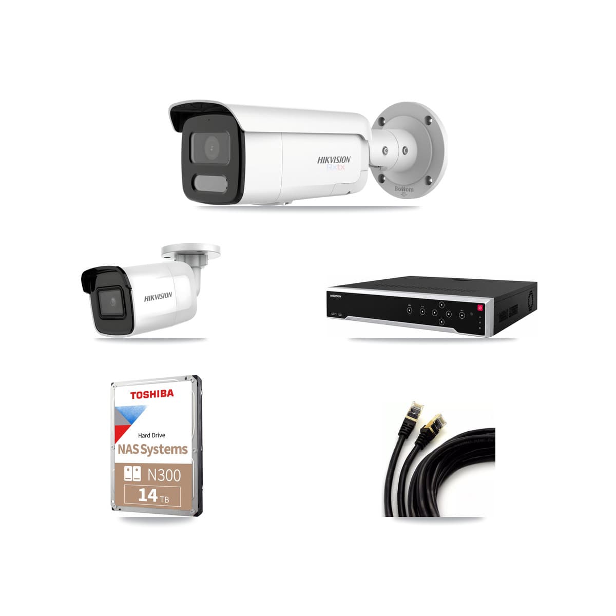 Hikvision 32-Channel 4K CCTV Kit — 1 DS-2CD2085G1 + 4 DS-2CD2T87G2H Bullet Cameras + 14TB Recording - Image 1