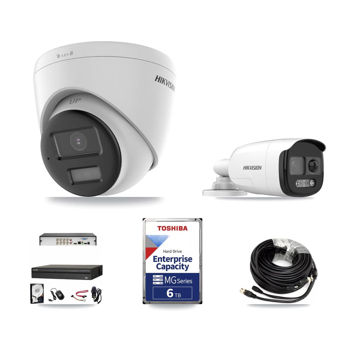 Hikvision & Dahua 8-Channel 5MP – 4K CCTV Kit — 1 DS-2CE12KF3T 5MP Bullet + 2 DS-2CE78U0T 4K Turret Cameras + 6TB Recording - Image 1