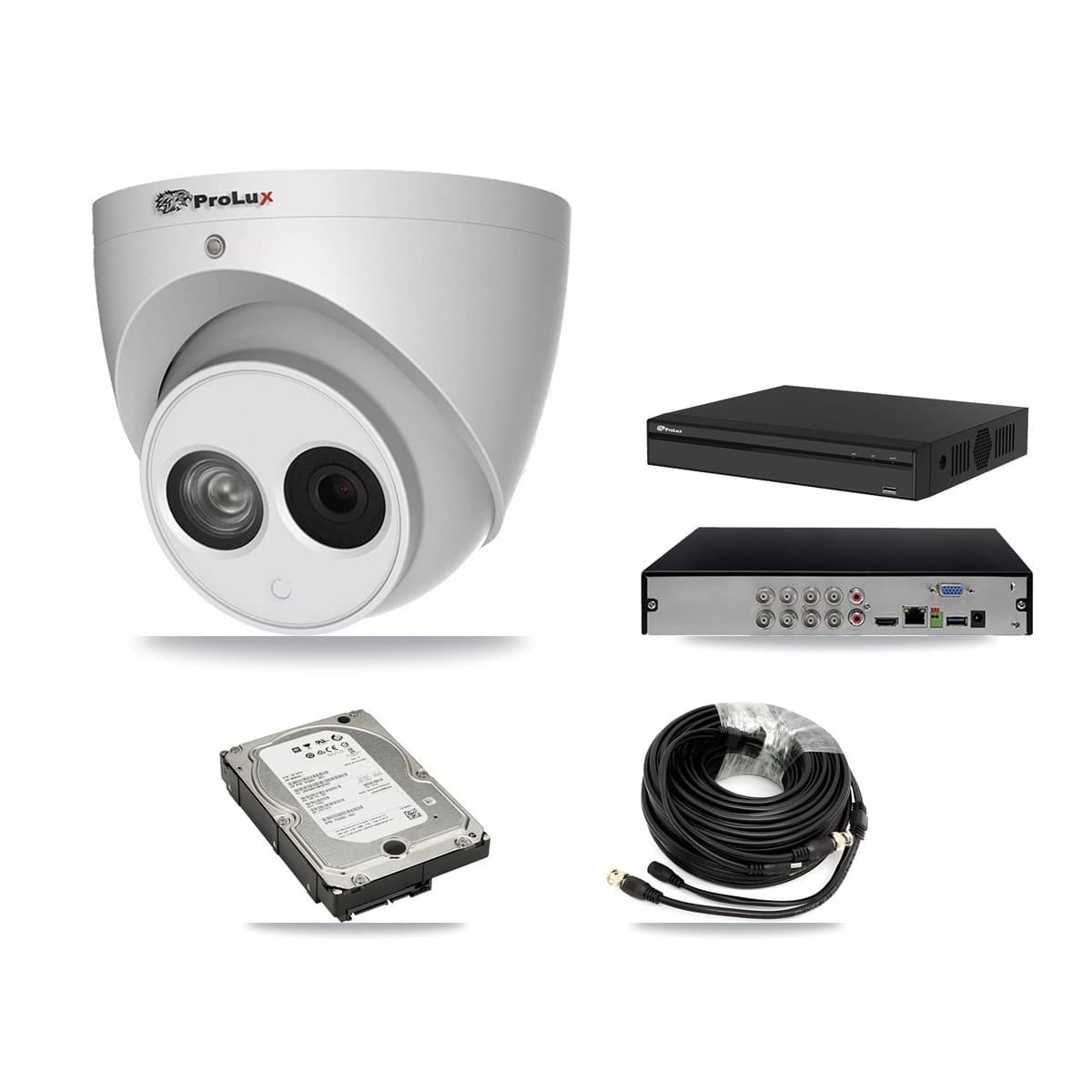 Prolux 8-Channel 4MP CCTV Kit — 4 Turret Cameras + 5TB Recording (PXD-5108HS Recorder) - Image 1