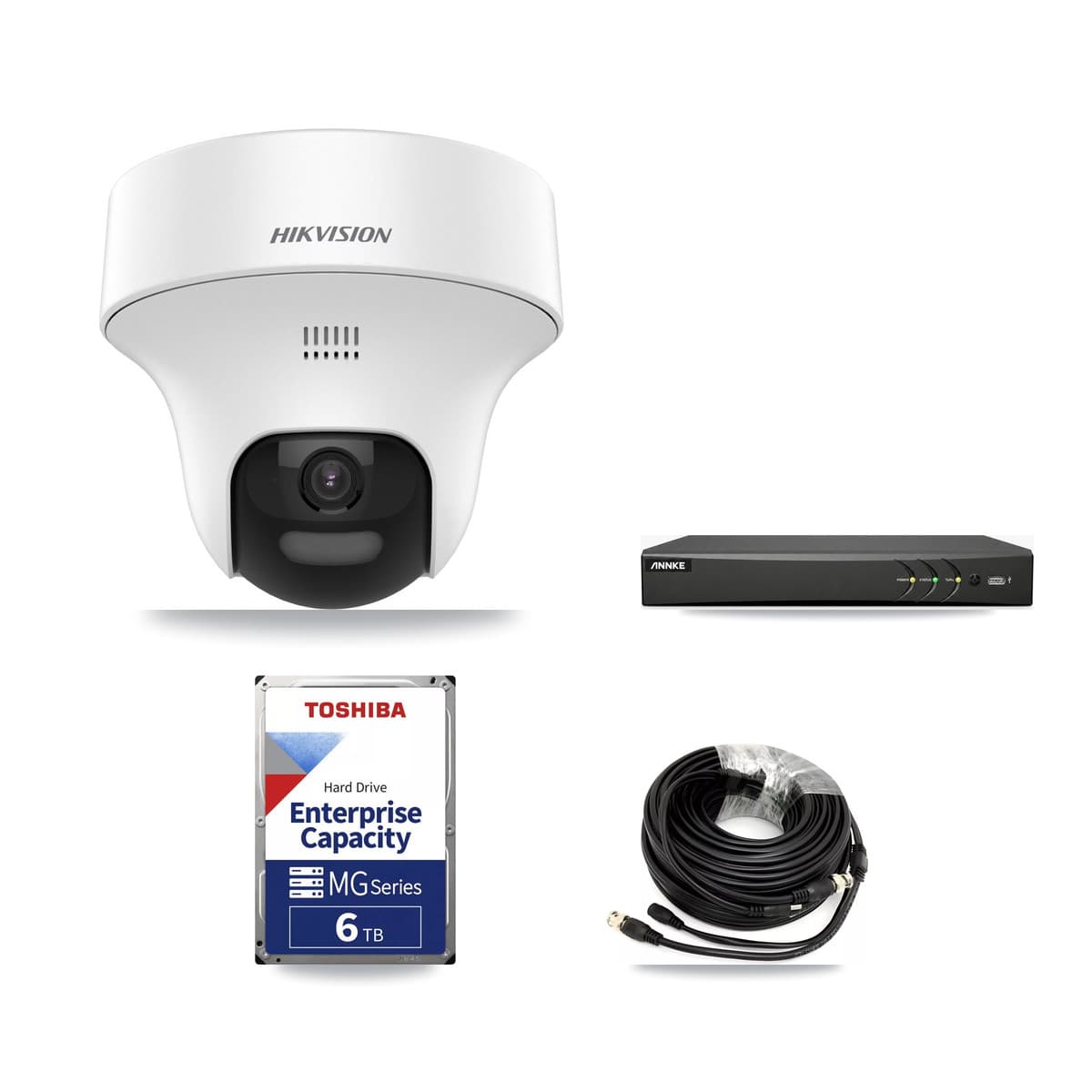 Hikvision & ANNKE 4-Channel 5MP CCTV Kit — 4 DS-2CE70K0T Turret Cameras + 6TB Recording - Image 1