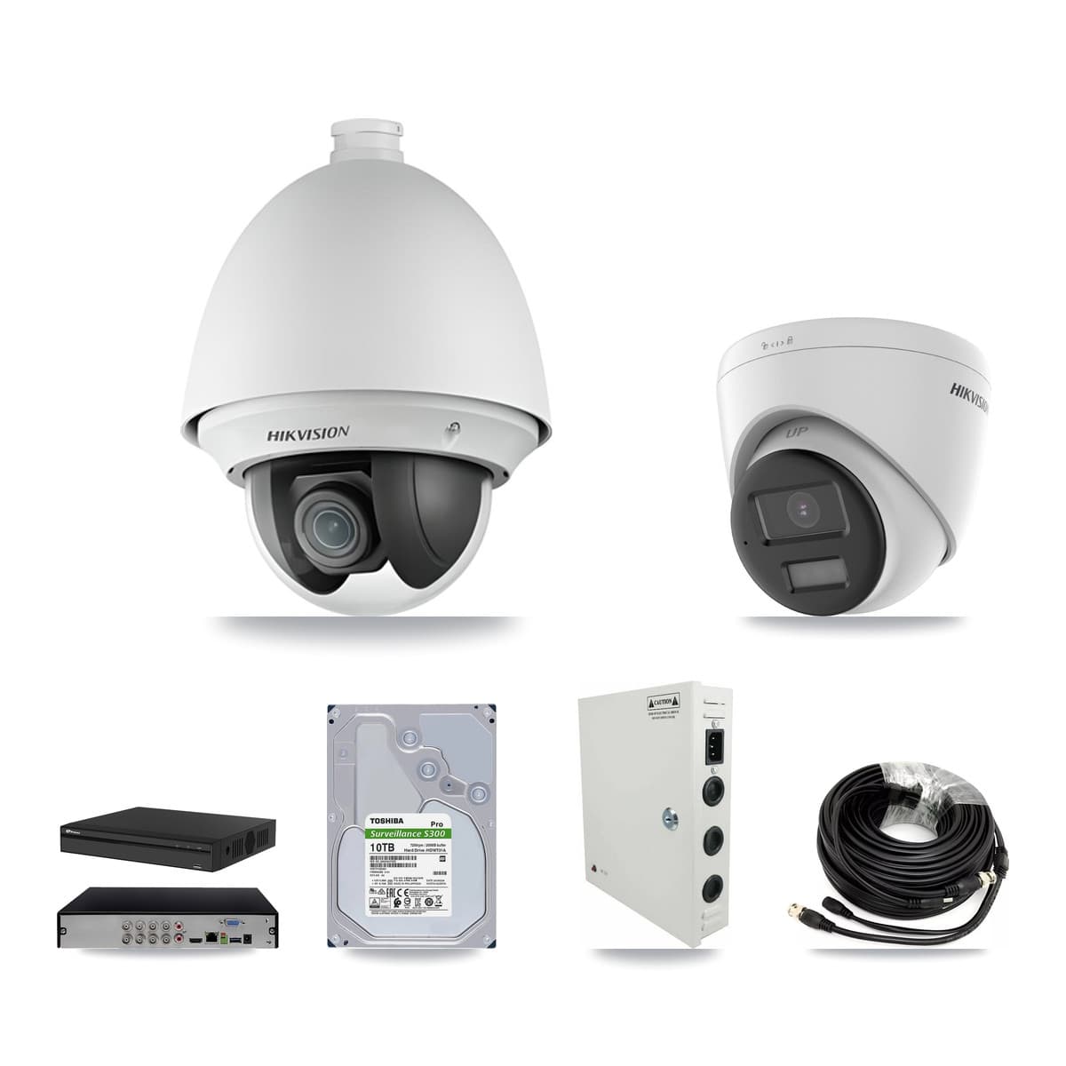 Hikvision & Prolux 8-Channel 2MP – 4K CCTV Kit — 3 DS-2AE4225T 2MP PTZ + 3 DS-2CE78U0T 4K Turret Cameras + 10TB Recording - Image 1