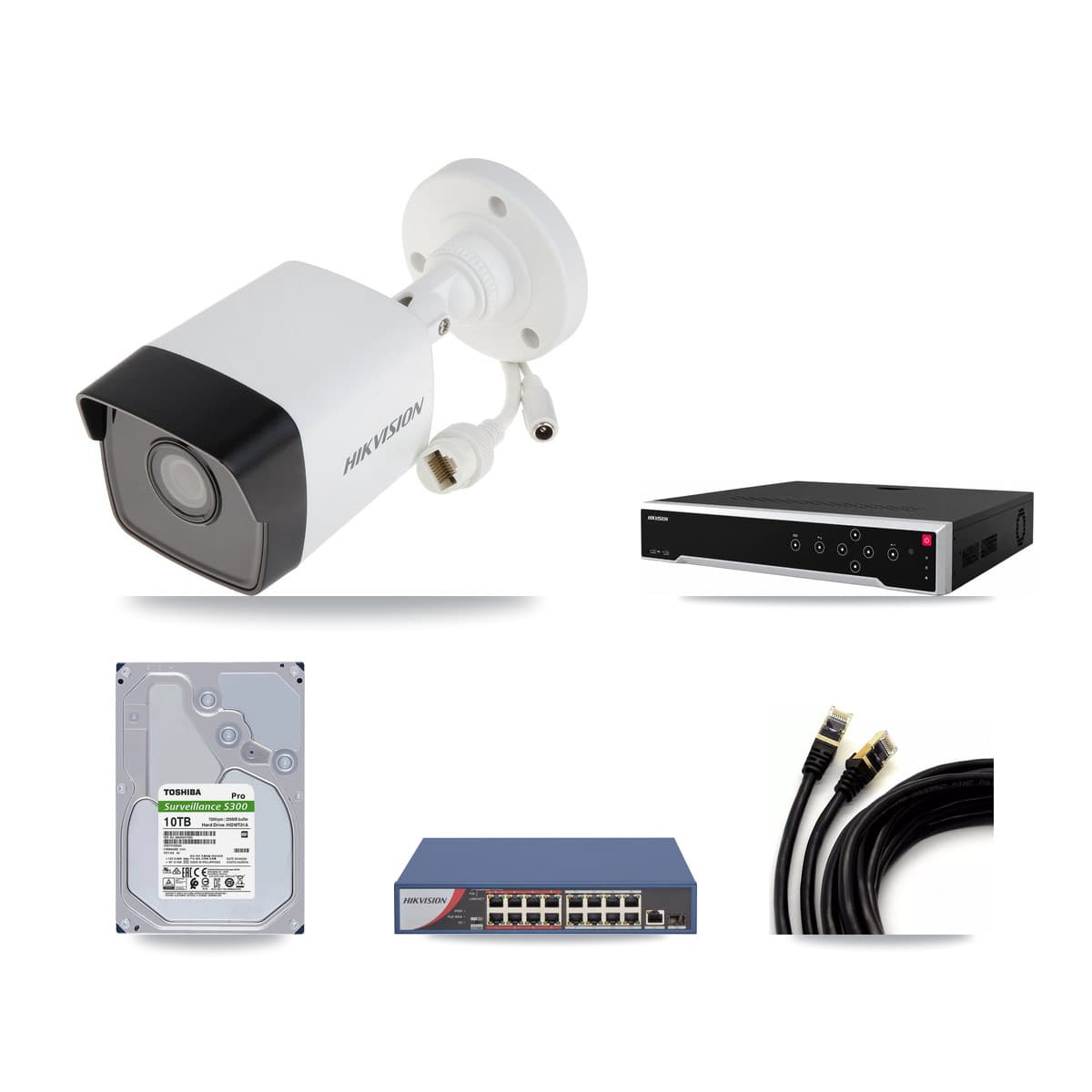 Hikvision 32-Channel 5MP CCTV Kit — 32 DS-2CD1053G0 Bullet Cameras + 4× 10TB Recording