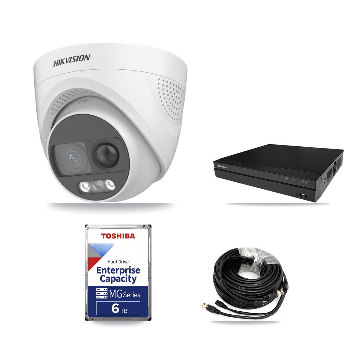 Hikvision & Prolux 8-Channel 5MP CCTV Kit — 5 DS-2CE72KF3T Turret Cameras + 6TB Recording (PXD-5208AN Recorder) - Image 1