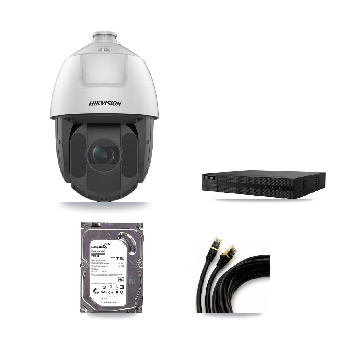 Hikvision & HiLook 8-Channel 2MP CCTV Kit — 3 PTZ Cameras + 2TB Recording (NVR-108MH-D Recorder) - Image 1
