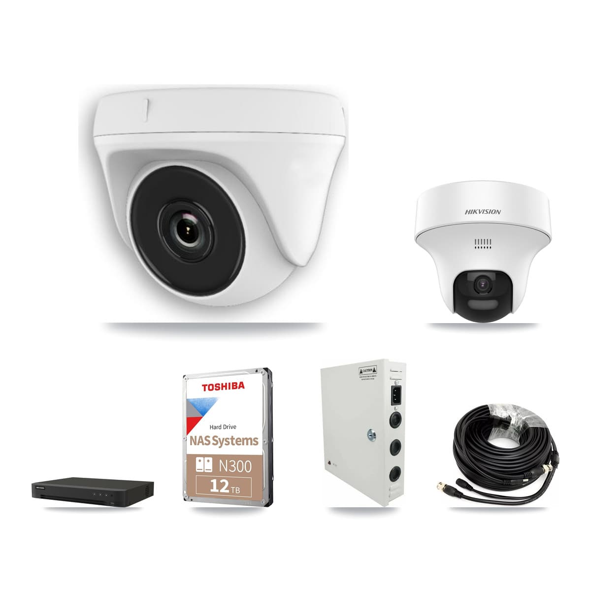 Hikvision 16-Channel 2MP – 5MP CCTV Kit — 1 DS-2CE70K0T 5MP Turret + 15 White HDT-2MP-N20W 2MP Dome Cameras + 12TB Recording - Image 1