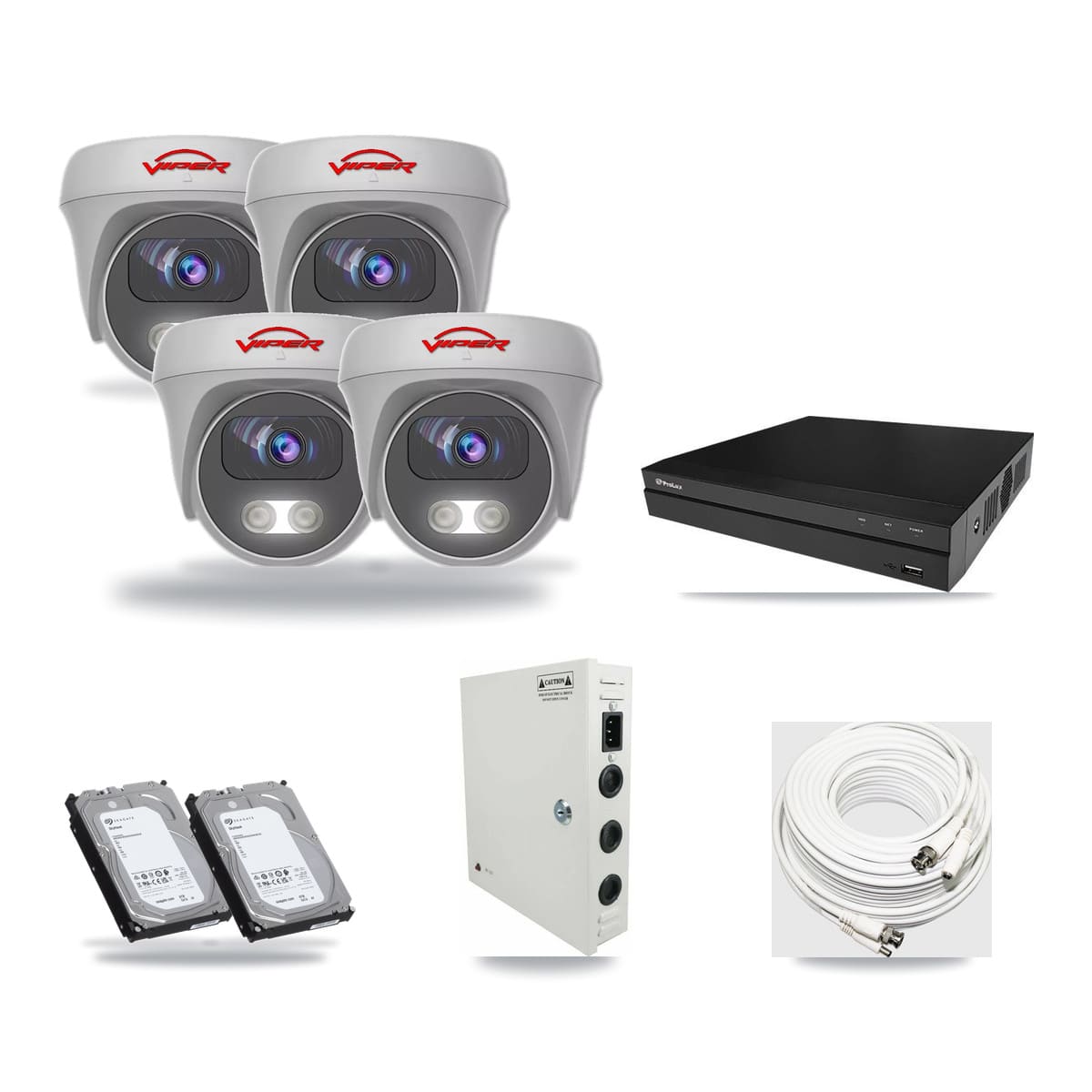 Prolux 8-channel CCTV kit: 4 cameras (4× 5MP Camera), 2× 6TB hard drive