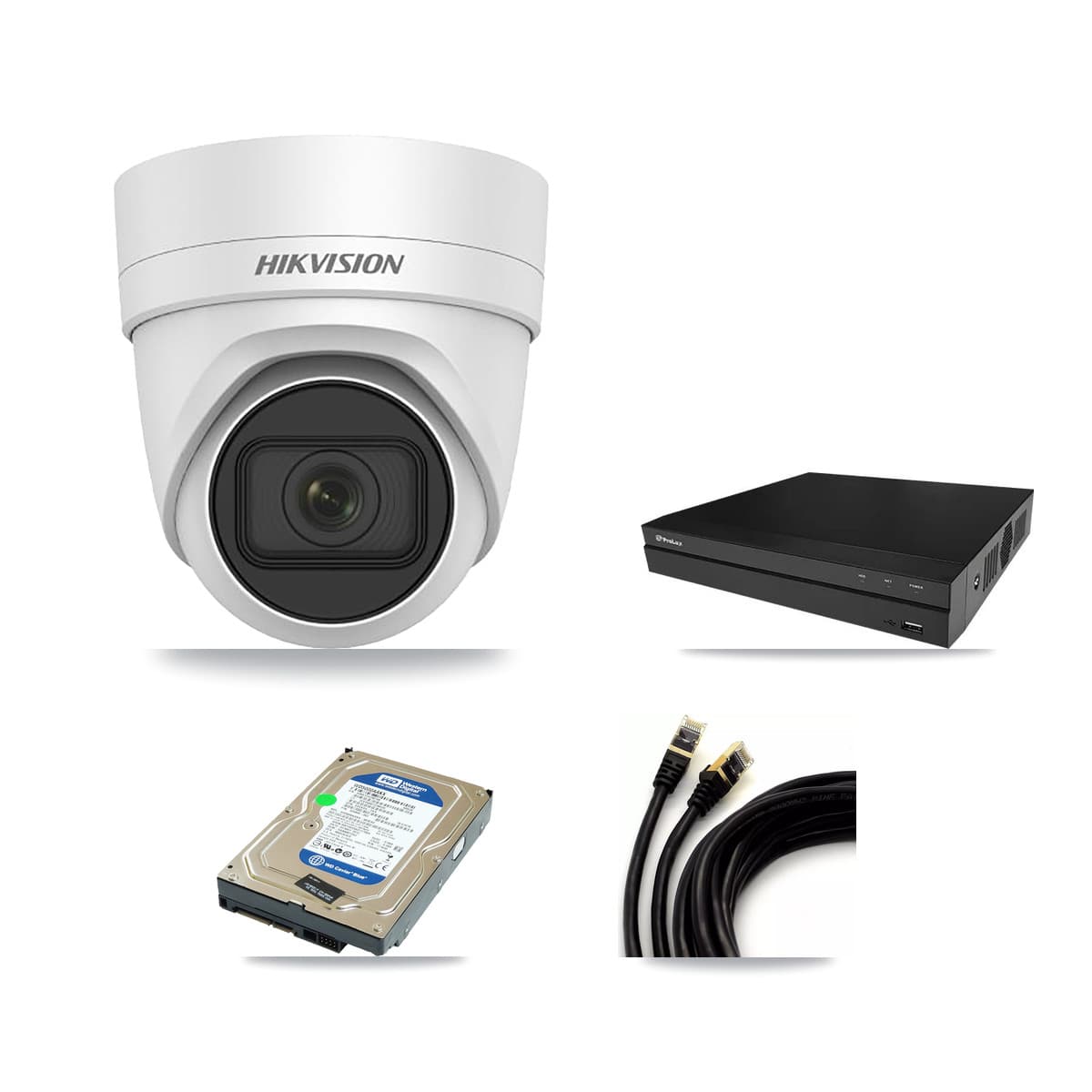 Hikvision & Prolux 8-Channel 4MP CCTV Kit — 1 DS-2CD2H45FWD Turret Camera + 500GB Recording