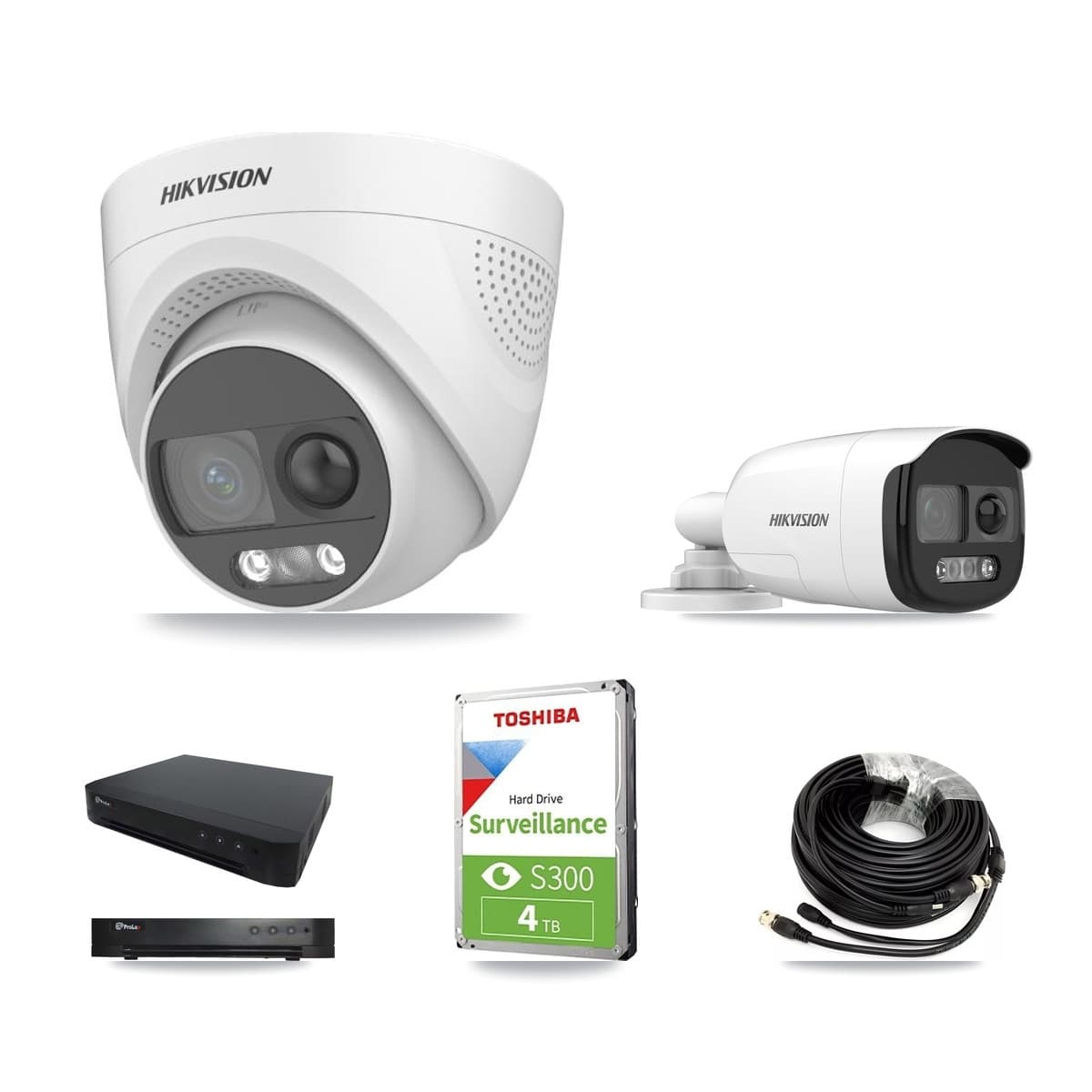 Hikvision & Prolux 16-Channel 5MP CCTV Kit — 1 DS-2CE12KF3T Bullet + 2 DS-2CE72KF3T Turret Cameras + 4TB Recording - Image 1