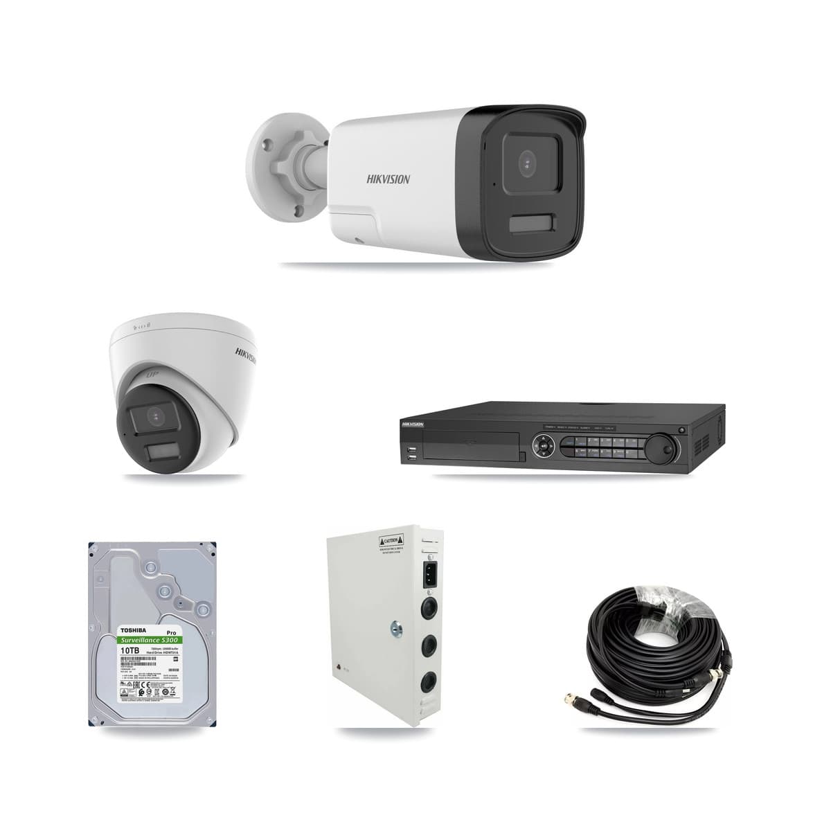 Hikvision 32-Channel 5MP – 4K CCTV Kit — 5 DS-2CE17K0T 5MP Bullet + 5 DS-2CE78U0T 4K Turret Cameras + 2× 10TB Recording - Image 1