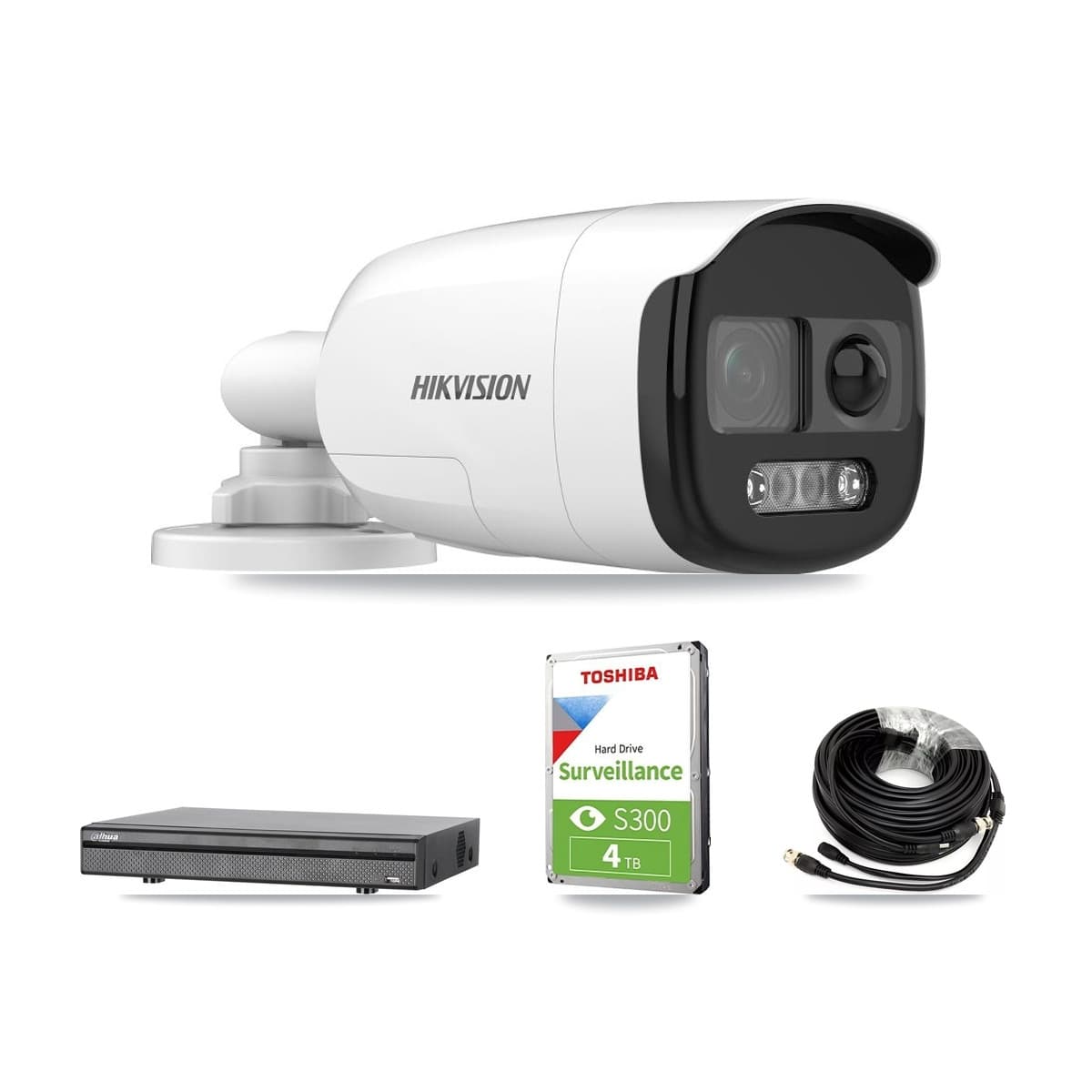 Hikvision & Dahua 8-Channel 5MP CCTV Kit — 3 DS-2CE12KF3T Bullet Cameras + 4TB Recording (DH-XVR5108H Recorder) - Image 1