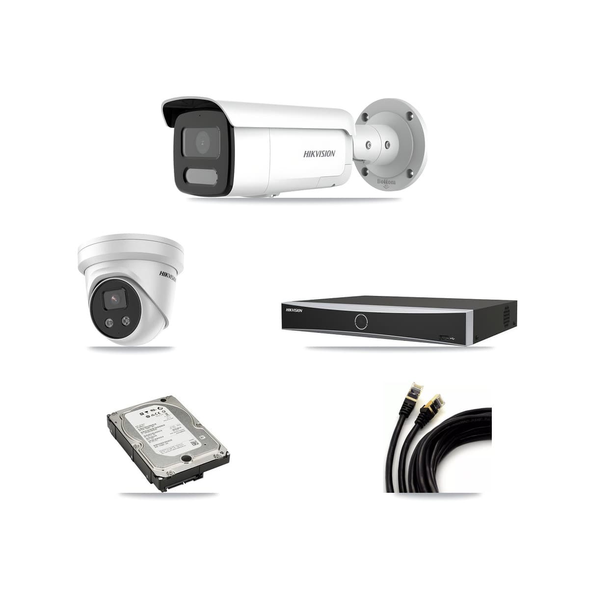 Hikvision 4-Channel 4MP – 5MP CCTV Kit — 3 4MP Bullet + 1 5MP Turret Cameras + 5TB Recording