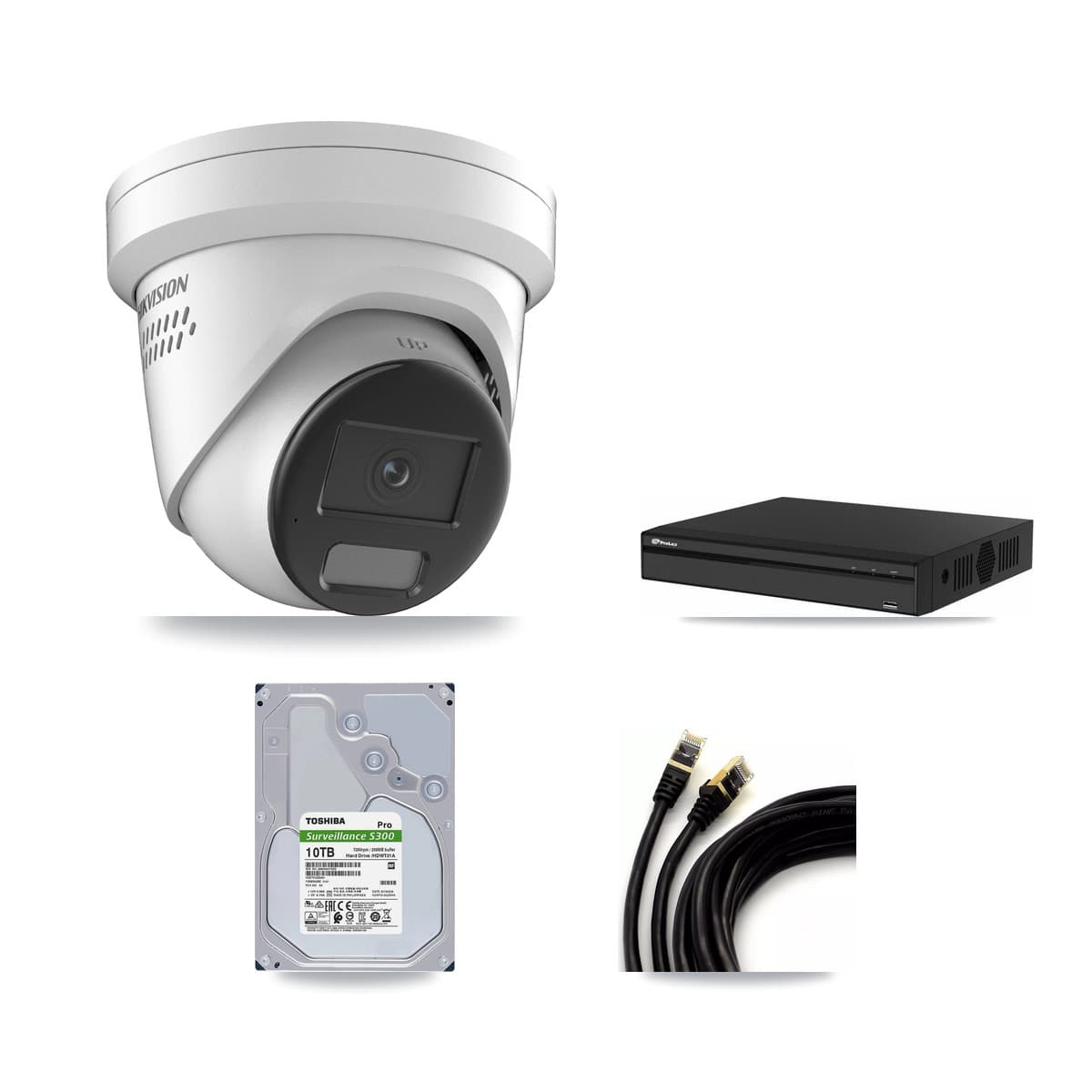 Hikvision & Prolux 4-Channel 4K CCTV Kit — 4 DS-2CD2387G2H Turret Cameras + 10TB Recording - Image 1