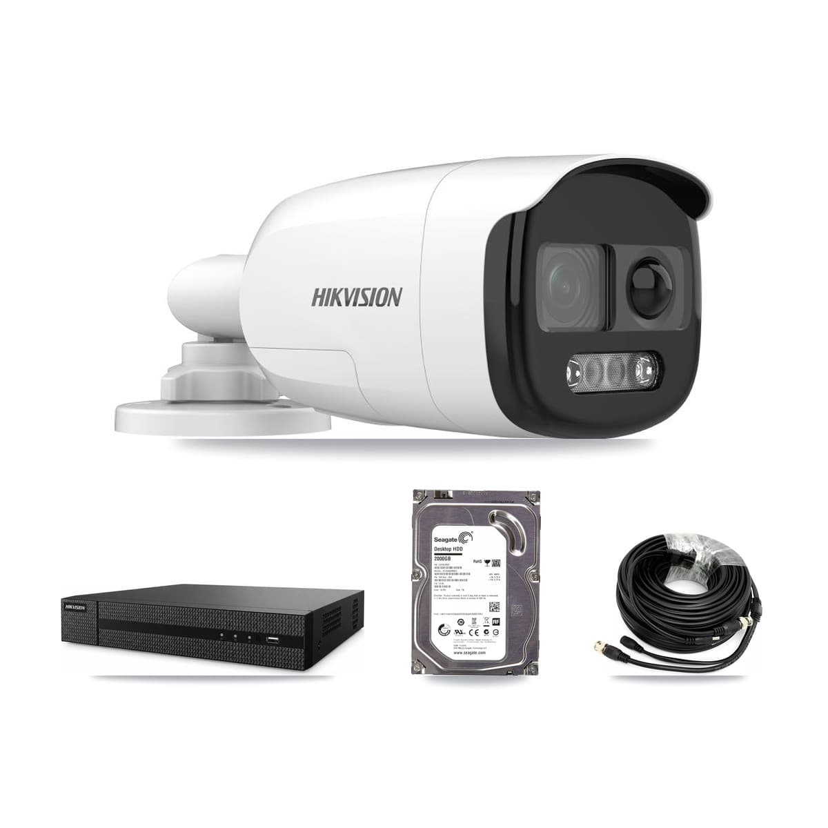 Hikvision 8-Channel 5MP CCTV Kit — 1 DS-2CE12KF3T Bullet Camera + 2TB Recording (DVR-8CH Recorder) - Image 1