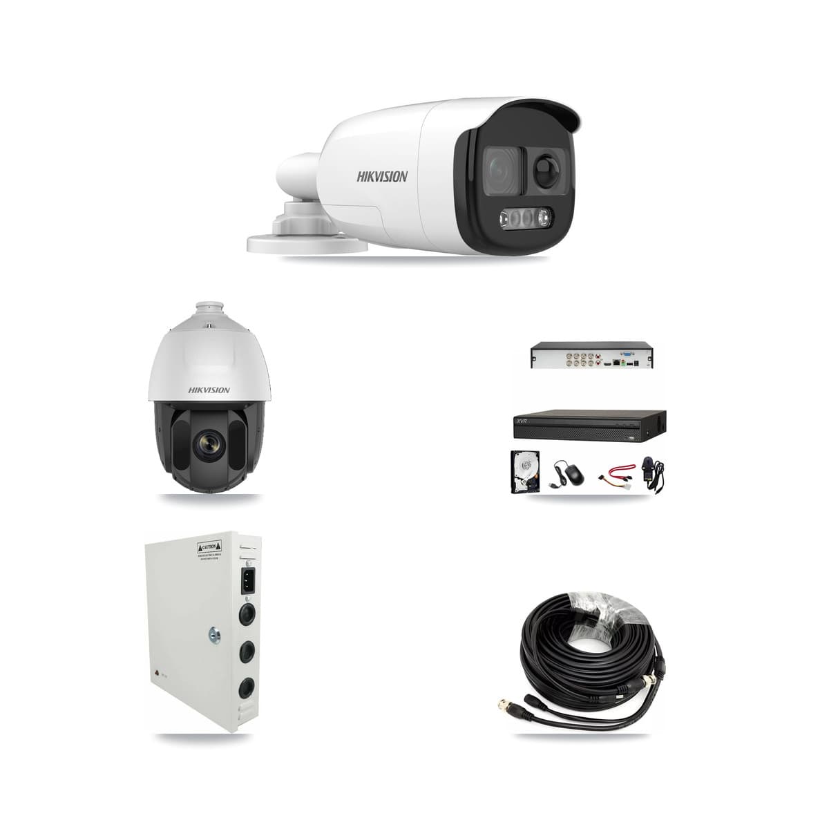 Hikvision & Dahua 8-Channel 2MP – 5MP CCTV Kit — 1 2MP PTZ + 5 5MP Bullet Cameras + 8TB Recording (XVR-3108AD Recorder) - Image 1