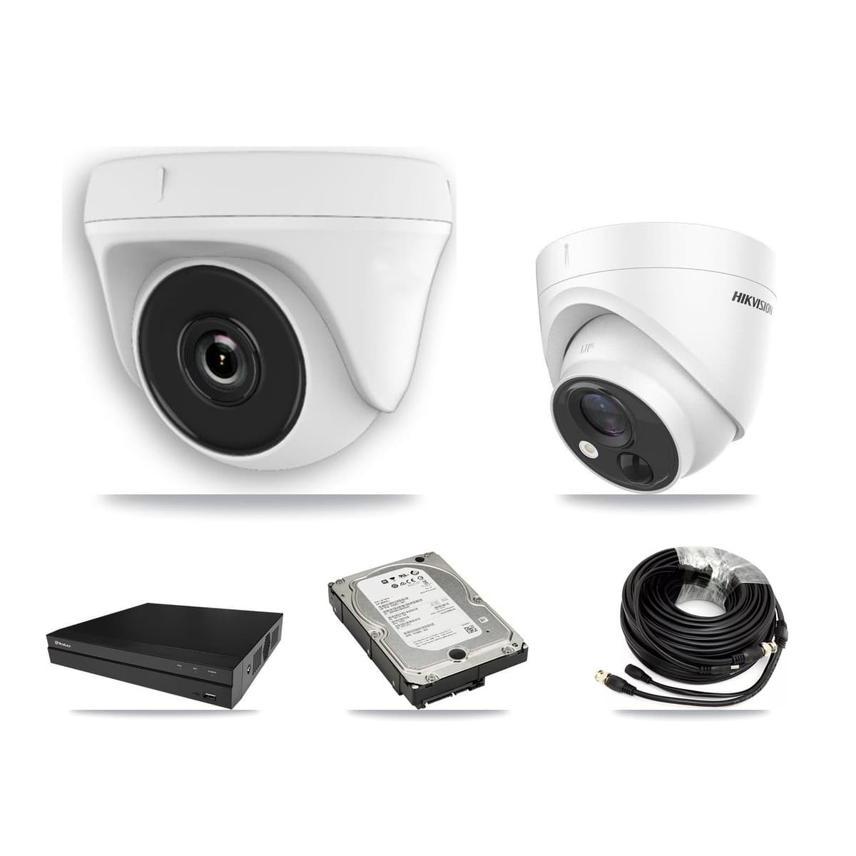 Hikvision & Prolux 8-Channel 2MP – 5MP CCTV Kit — 1 5MP Turret + 5 White 2MP Dome Cameras + 5TB Recording (PXD-5208AN Recorder) - Image 1