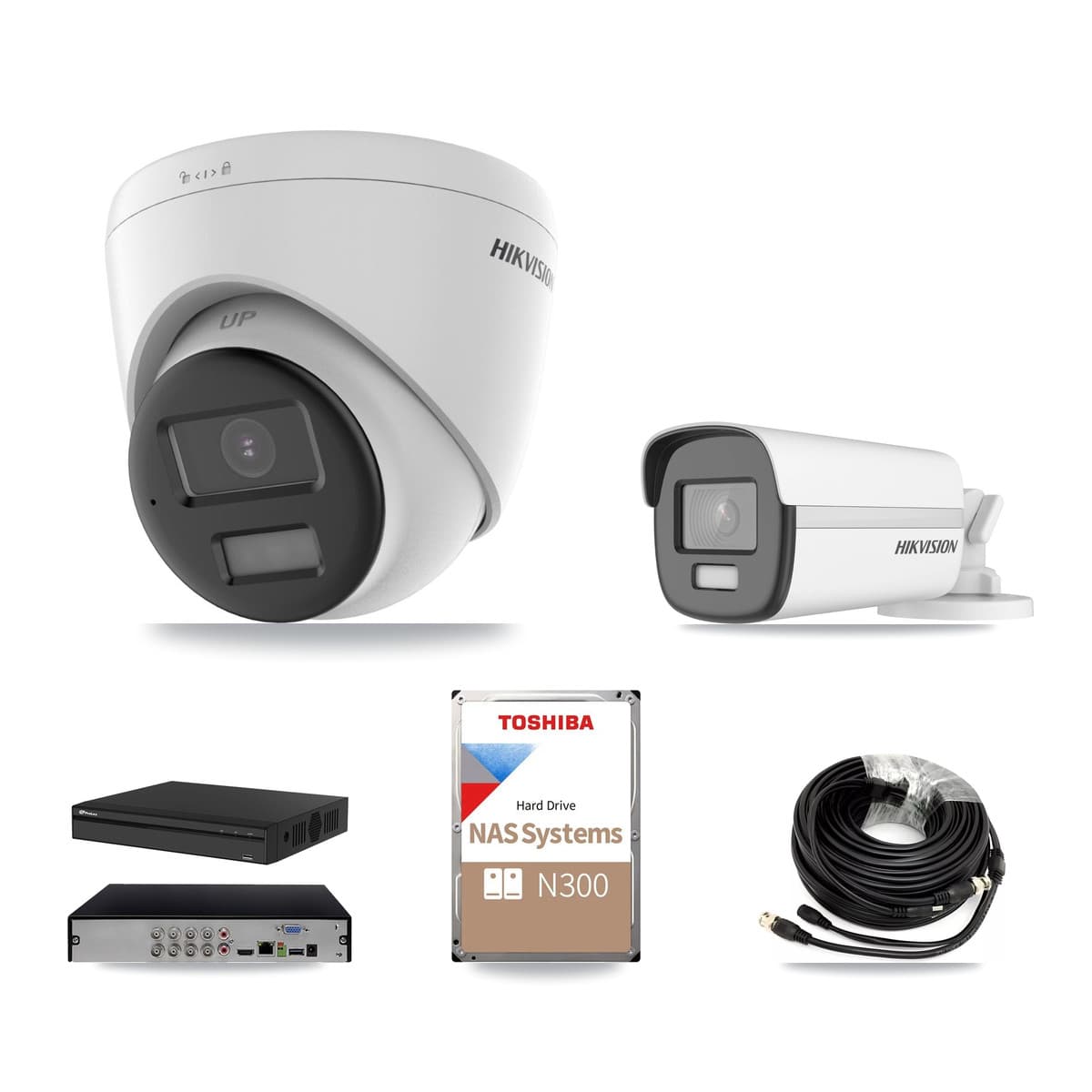 Hikvision & Prolux 8-Channel 4K CCTV Kit — 1 DS-2CE12UF3T Bullet + 7 DS-2CE78U0T Turret Cameras + 18TB Recording
