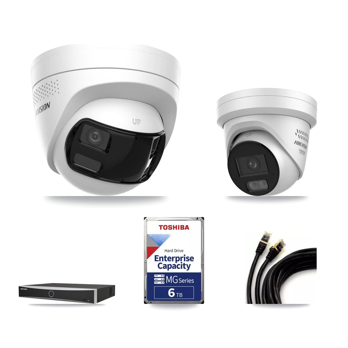 Hikvision 4-Channel 4MP – 4K CCTV Kit — 2 DS-2CD1383G2P 4K + 1 DS-2CD2347G3 4MP Turret Cameras + 6TB Recording - Image 1