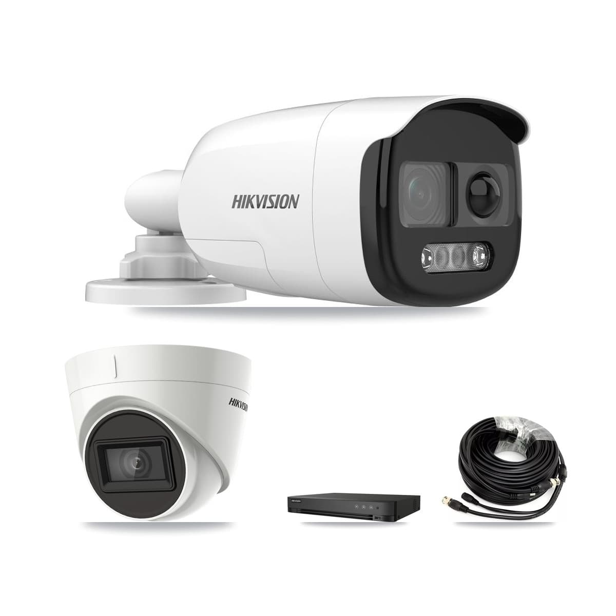 Hikvision 4-Channel 5MP – 4K CCTV Kit — 2 DS-2CE12KF3T 5MP Bullet + 2 DS-2CE78U1T 4K Turret Cameras + 8TB Recording (IDS-7204HUHI Recorder)