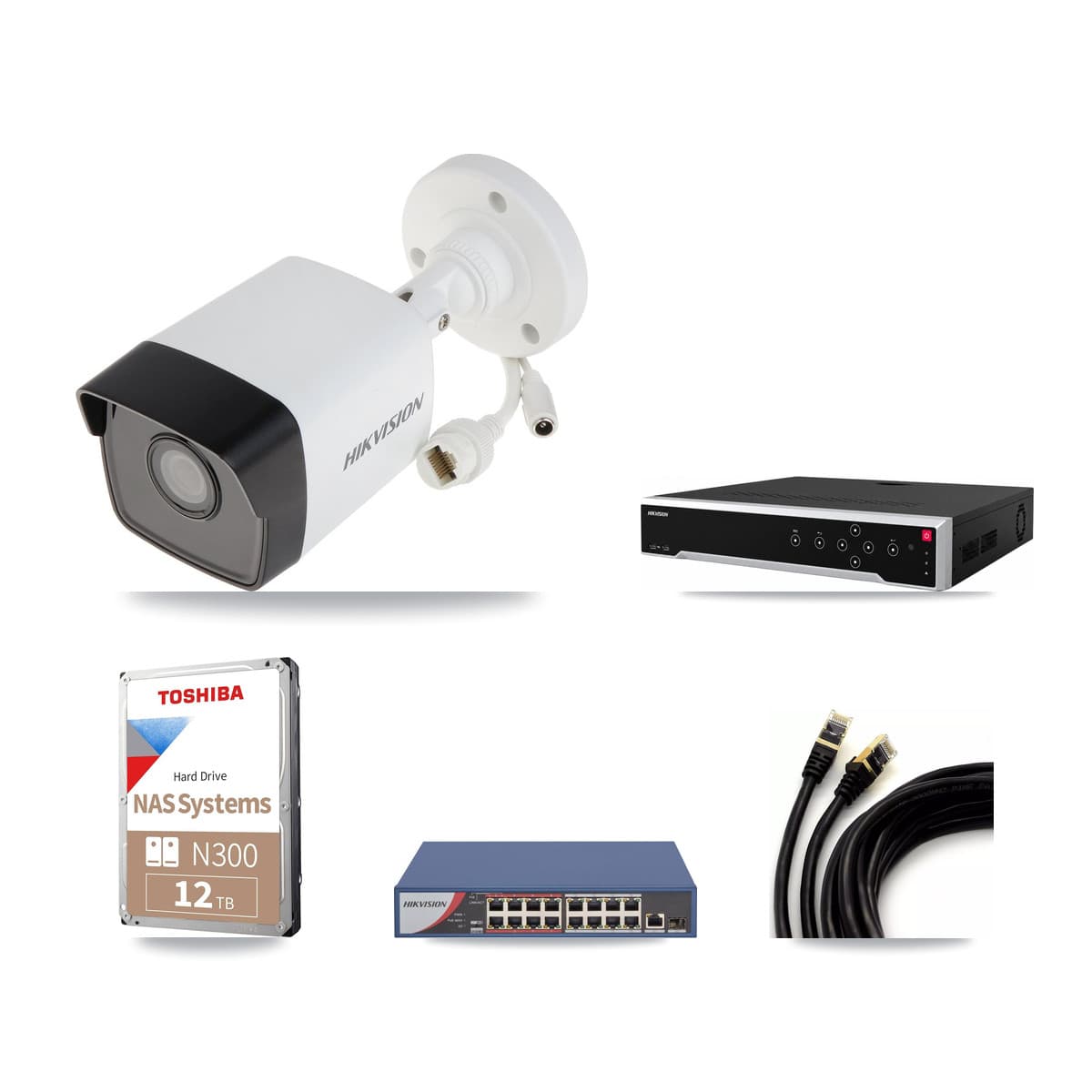 Hikvision 32-Channel 5MP CCTV Kit — 32 DS-2CD1053G0 Bullet Cameras + 2× 12TB Recording