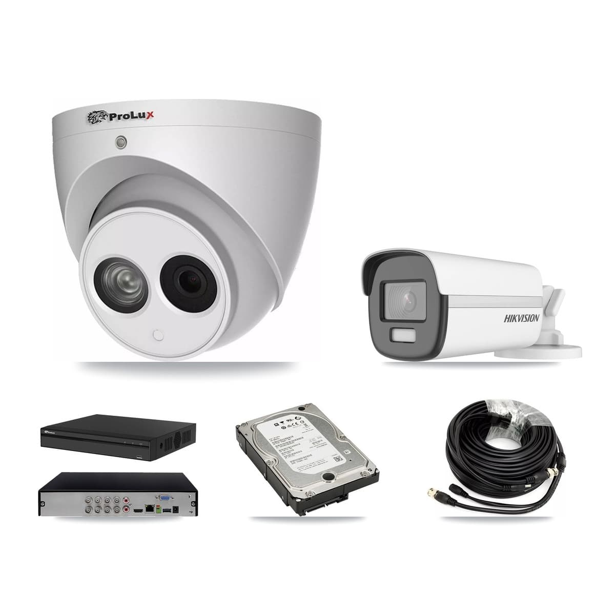 Hikvision & Prolux 8-Channel 4MP – 4K CCTV Kit — 1 4K Bullet + 2 4MP Turret Cameras + 5TB Recording (PXD-5108HS Recorder) - Image 1