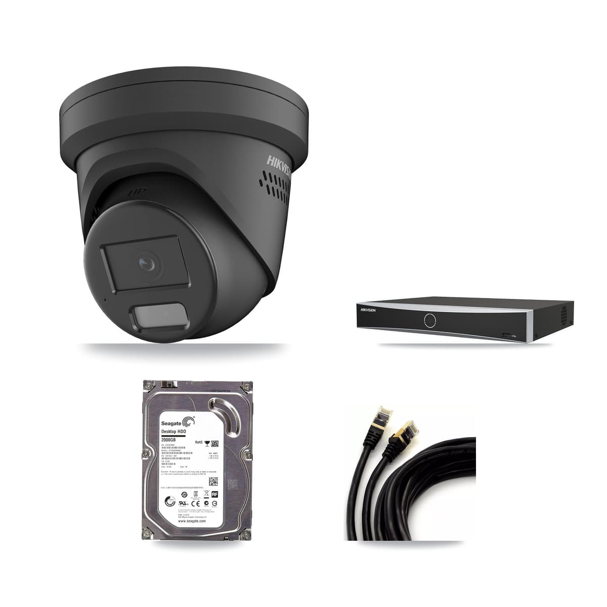 Hikvision 4-Channel 4MP CCTV Kit — 1 Black Turret Camera + 2TB Recording