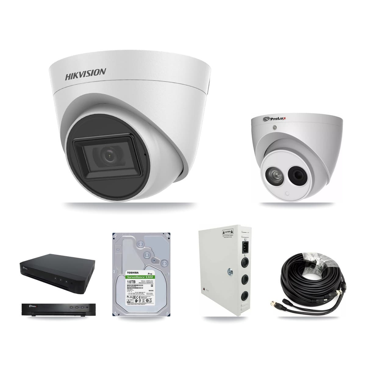 Hikvision & Prolux 16-Channel 4MP – 5MP CCTV Kit — 13 White 5MP + 1 4MP Turret Cameras + 10TB Recording (PXD-8216 Recorder) - Image 1