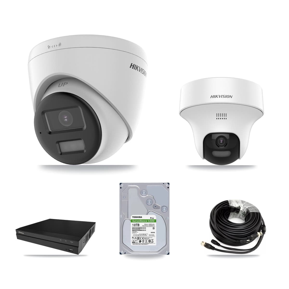 Hikvision & Prolux 8-Channel 5MP – 4K CCTV Kit — 2 DS-2CE70K0T 5MP + 6 DS-2CE78U0T 4K Turret Cameras + 2× 10TB Recording - Image 1