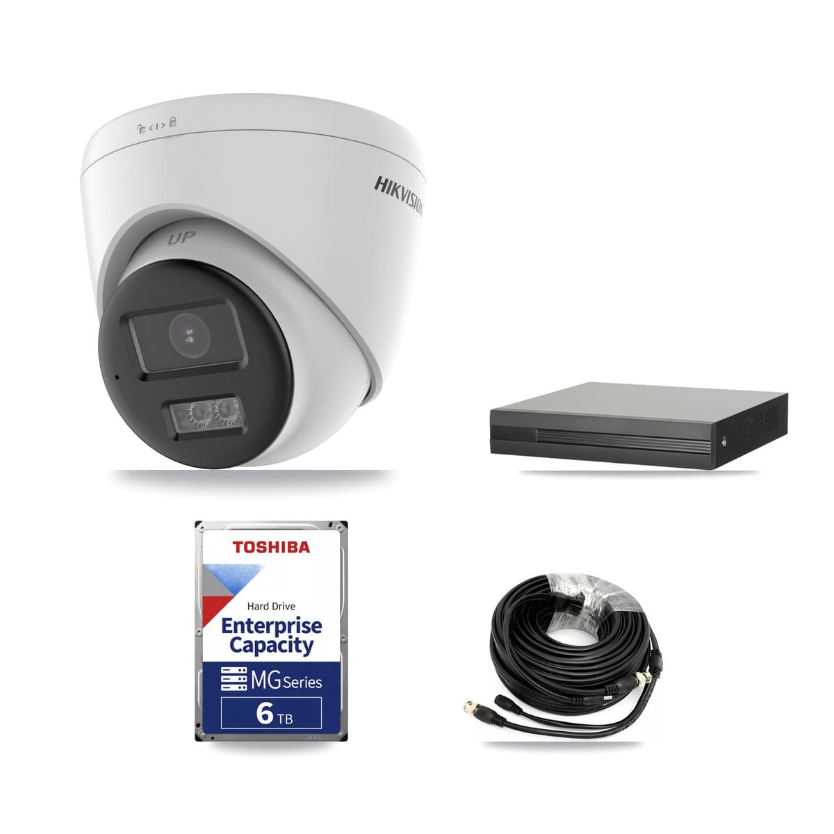 Hikvision 4-Channel 5MP CCTV Kit — 2 DS-2CE78K0T-LTS Turret Cameras + 6TB Recording (XVR-3104HS-5MP-LITE Recorder) - Image 1