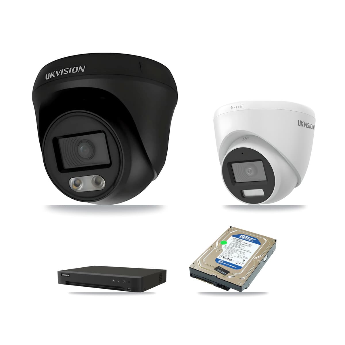 Hikvision 8-Channel 4K CCTV Kit — 2 UKVISION Cameras + 500GB Recording (IDS-7208HUHI-M1/XT Recorder)