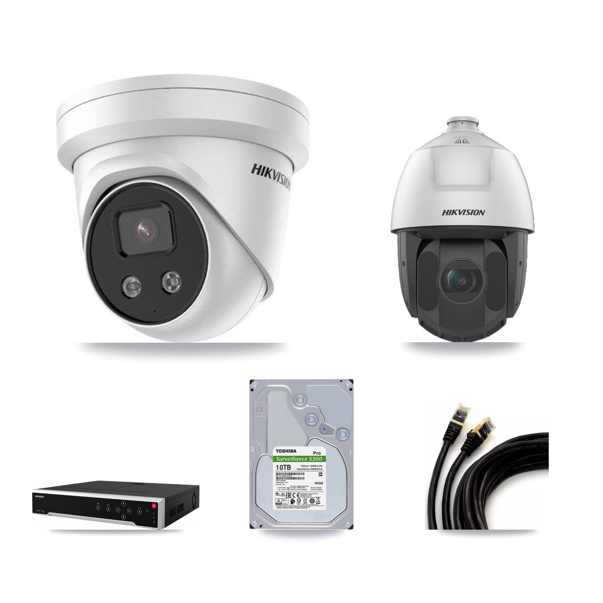 Hikvision 32-Channel 2MP – 5MP CCTV Kit — 7 5MP Turret + 1 2MP PTZ Cameras + 10TB Recording - Image 1