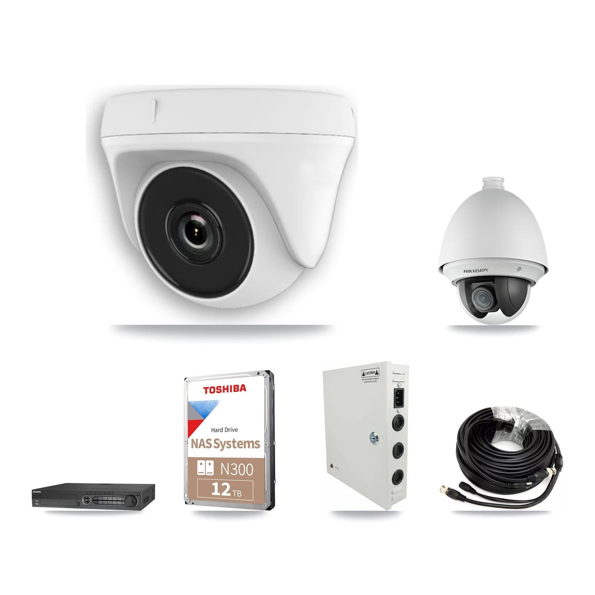 Hikvision 32-Channel 2MP CCTV Kit — 1 PTZ + 16 White Dome Cameras + 12TB Recording (IDS-7332HUHI Recorder)