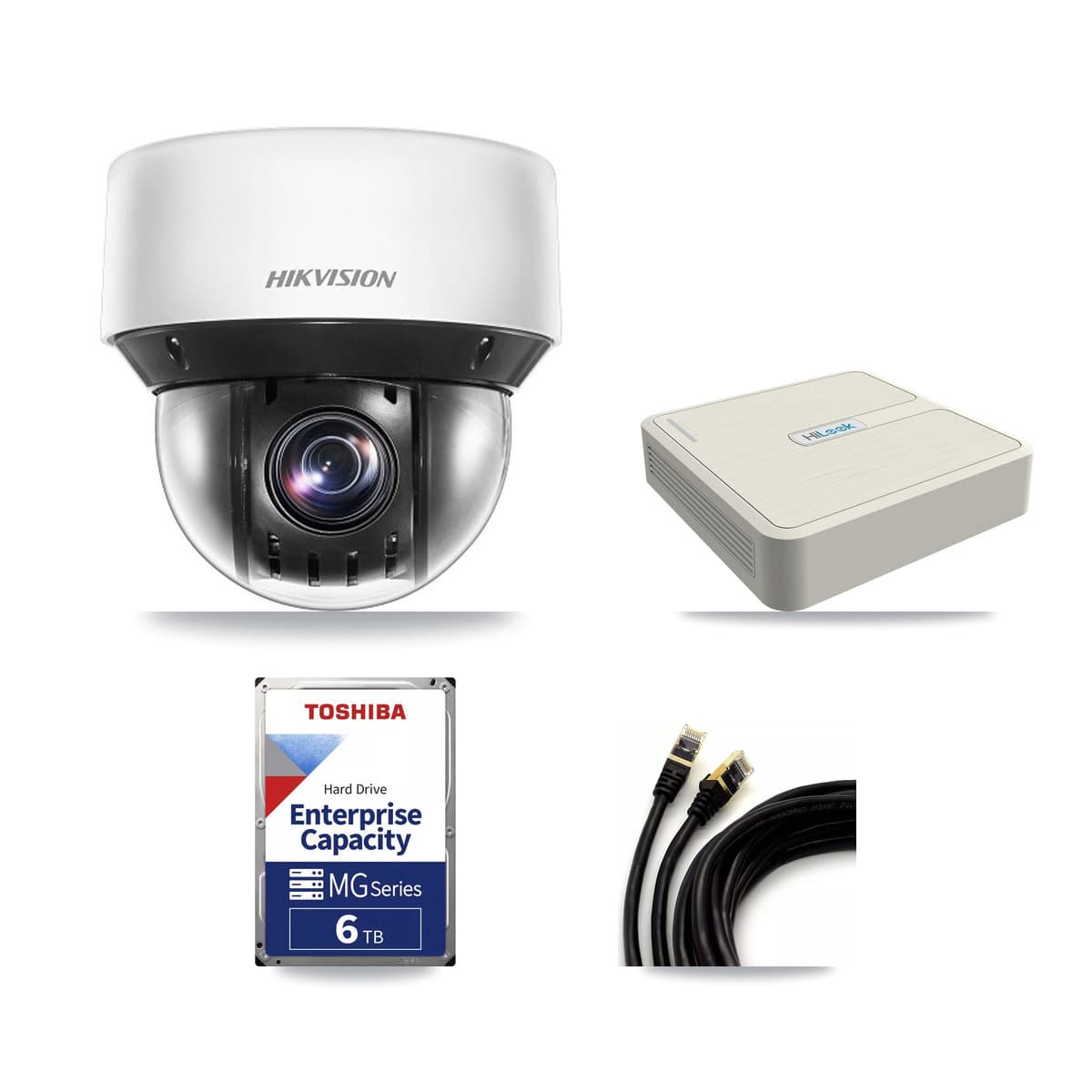 Hikvision & HiLook 8-Channel 4MP CCTV Kit — 8 DS-2DE4A425IW PTZ Cameras + 6TB Recording (NVR-108H-D Recorder) - Image 1