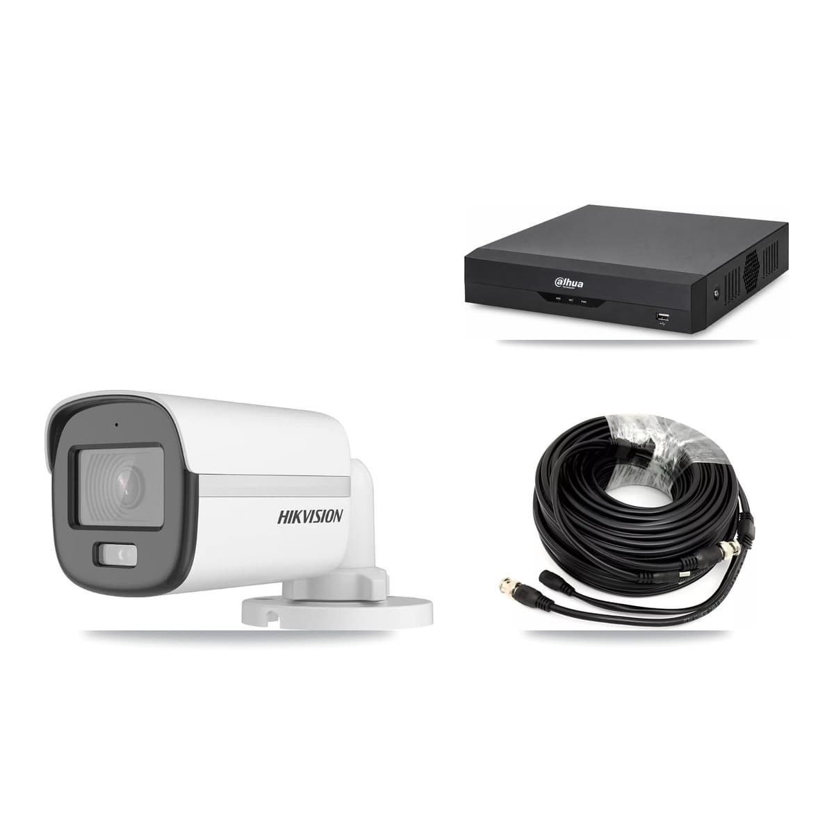 Hikvision & Dahua 4-Channel 5MP CCTV Kit — 2 DS-2CE12KF0T Bullet Cameras + 3TB Recording - Image 1