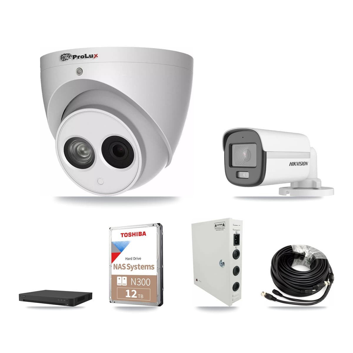 Hikvision & Prolux 32-Channel 4MP – 5MP CCTV Kit — 1 5MP Bullet + 16 4MP Turret Cameras + 2× 12TB Recording - Image 1