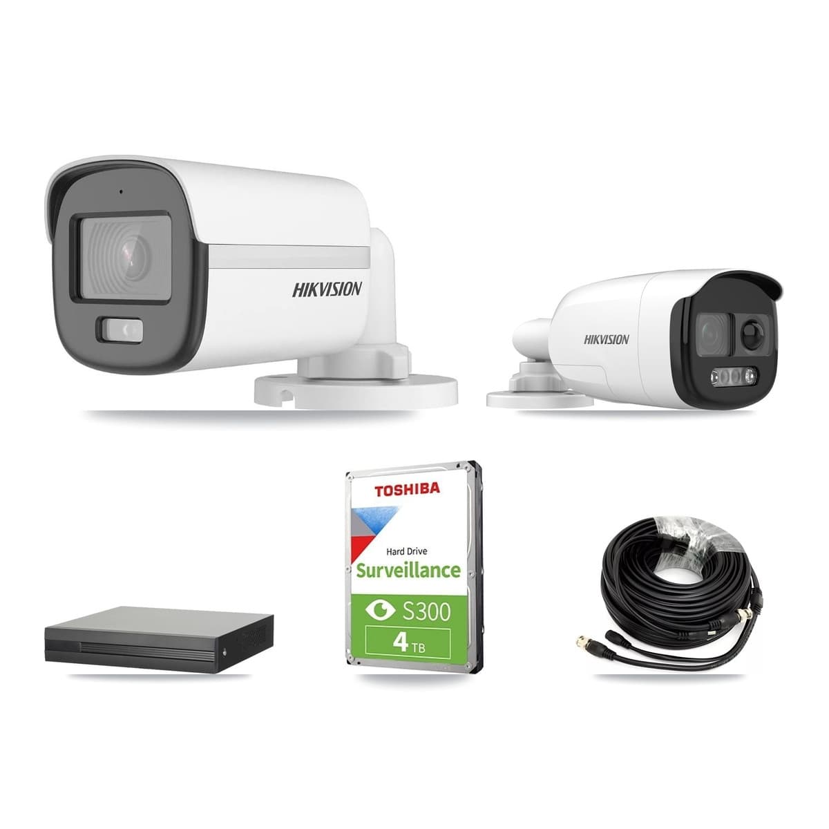 Hikvision 4-Channel 5MP CCTV Kit — 1 DS-2CE12KF0T + 1 DS-2CE12KF3T Bullet Cameras + 4TB Recording (XVR-3104HS Recorder) - Image 1