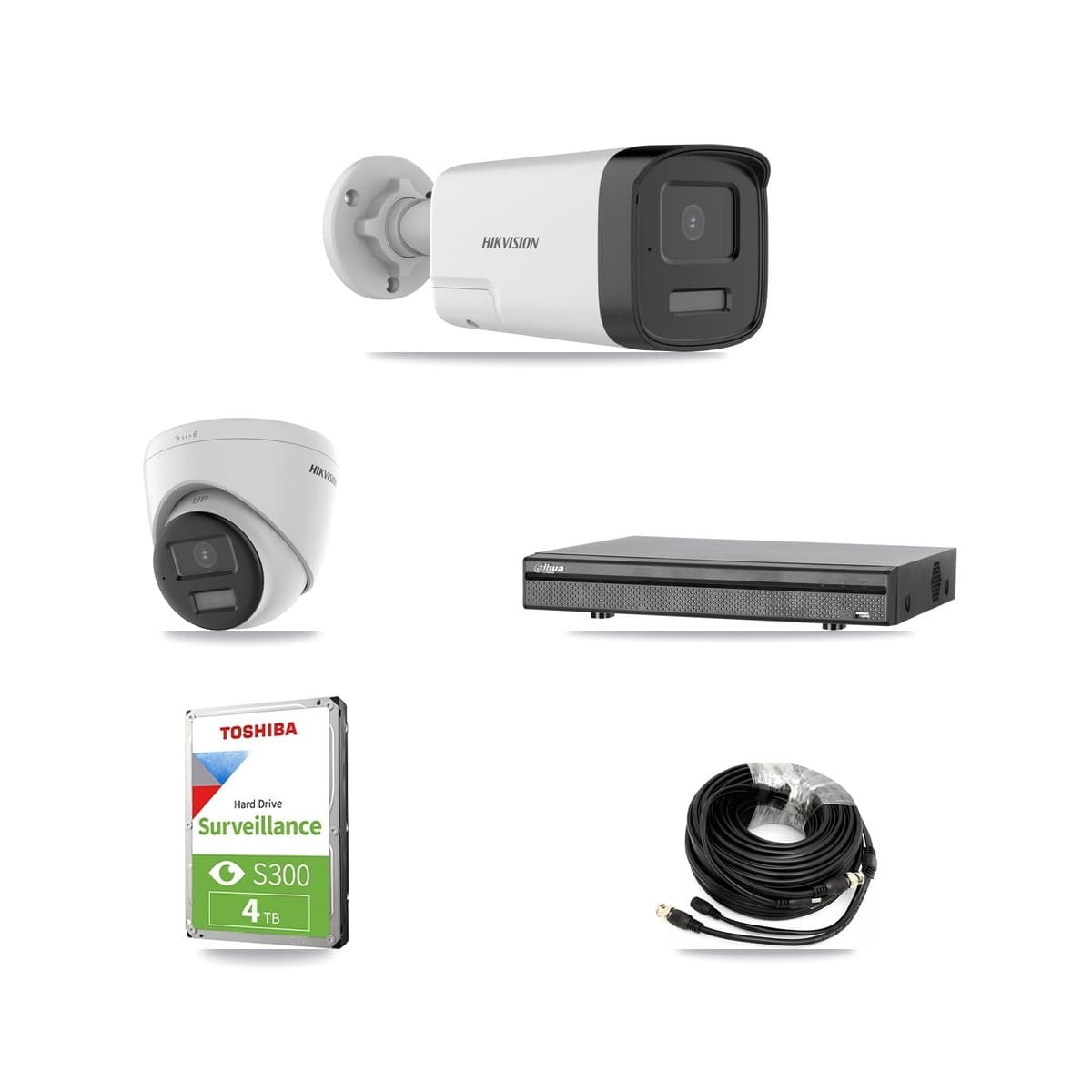 Hikvision & Dahua 8-Channel 5MP – 4K CCTV Kit — 1 DS-2CE17K0T 5MP Bullet + 1 DS-2CE78U0T 4K Turret Cameras + 4TB Recording (DH-XVR5108H Recorder) - Image 1