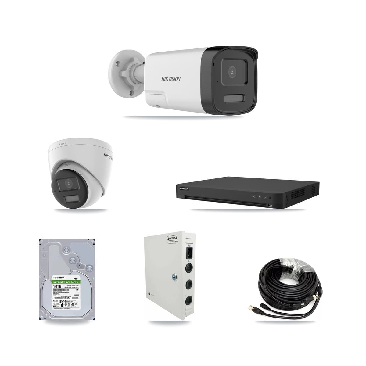 Hikvision 16-Channel 5MP – 4K CCTV Kit — 8 DS-2CE17K0T 5MP Bullet + 4 DS-2CE78U0T 4K Turret Cameras + 2× 10TB Recording - Image 1