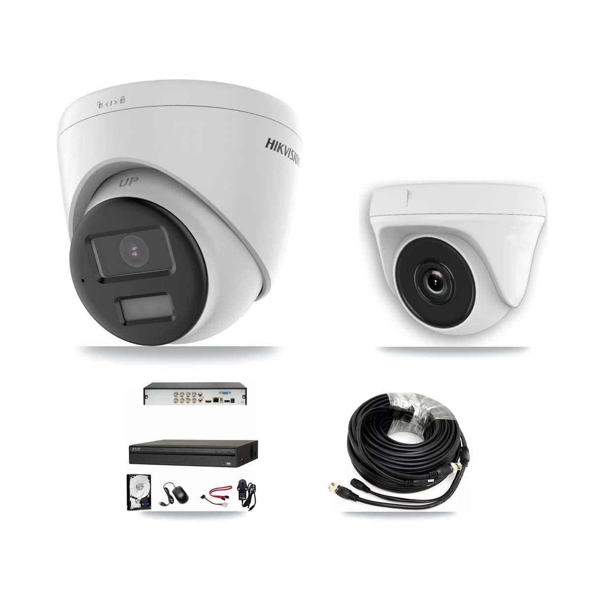 Hikvision & Dahua 8-Channel 2MP – 4K CCTV Kit — 3 DS-2CE78U0T 4K Turret + 1 White HDT-2MP-N20W 2MP Dome Cameras + 8TB Recording (XVR-3108AD Recorder) - Image 1