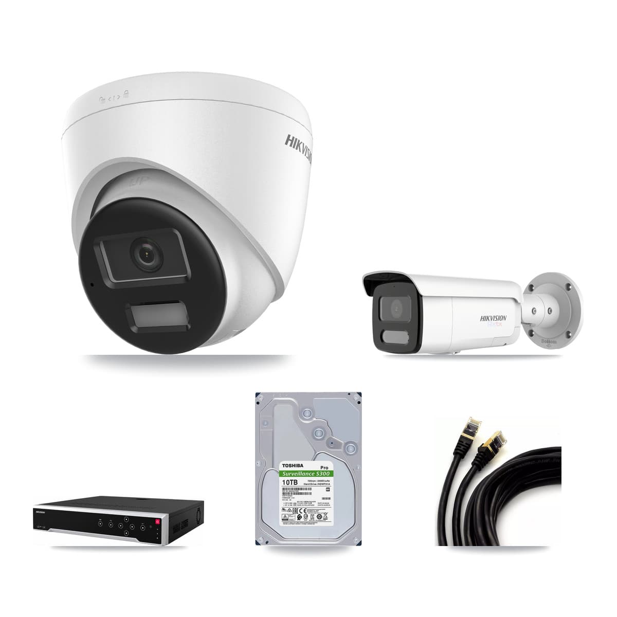 Hikvision 32-Channel 4K CCTV Kit — 8 Turret + 8 Bullet Cameras + 4× 10TB Recording