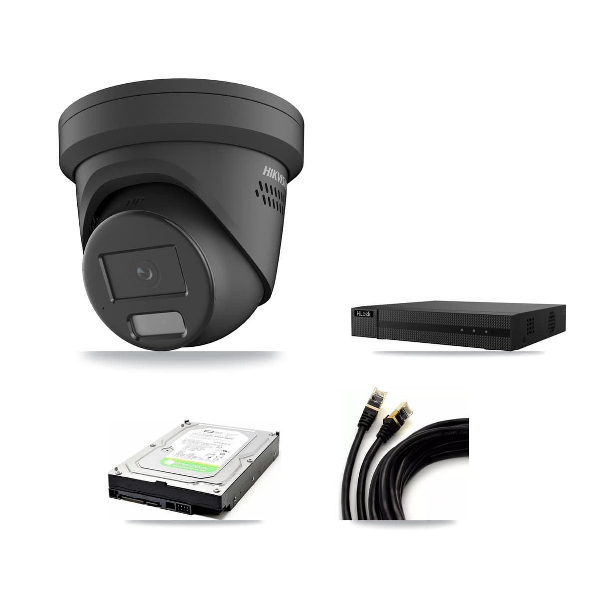 Hikvision & HiLook 8-Channel 4MP CCTV Kit — 1 Black Turret Camera + 1TB Recording (NVR-108MH-D Recorder)