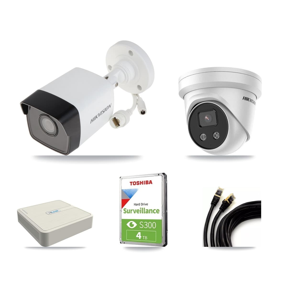 Hikvision & HiLook 8-Channel 5MP CCTV Kit — 1 Bullet + 1 Turret Cameras + 4TB Recording (NVR-108H-D Recorder) - Image 1